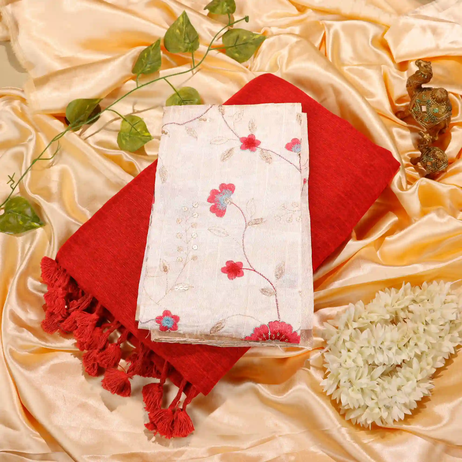 Kota Plain Cotton Saree with Designer Blouse