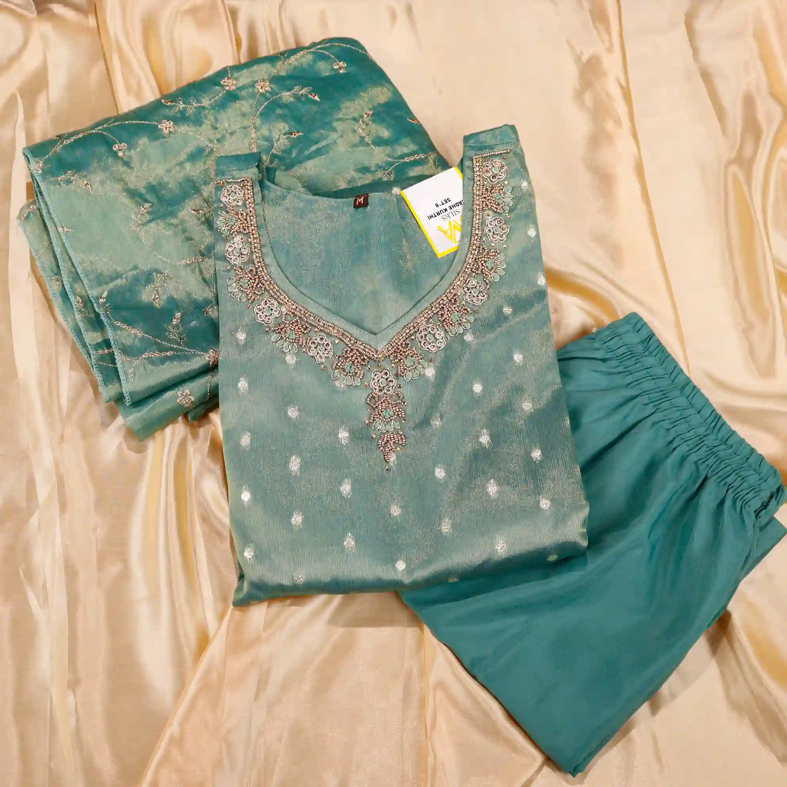 Tissue Jacquard Kurti Set