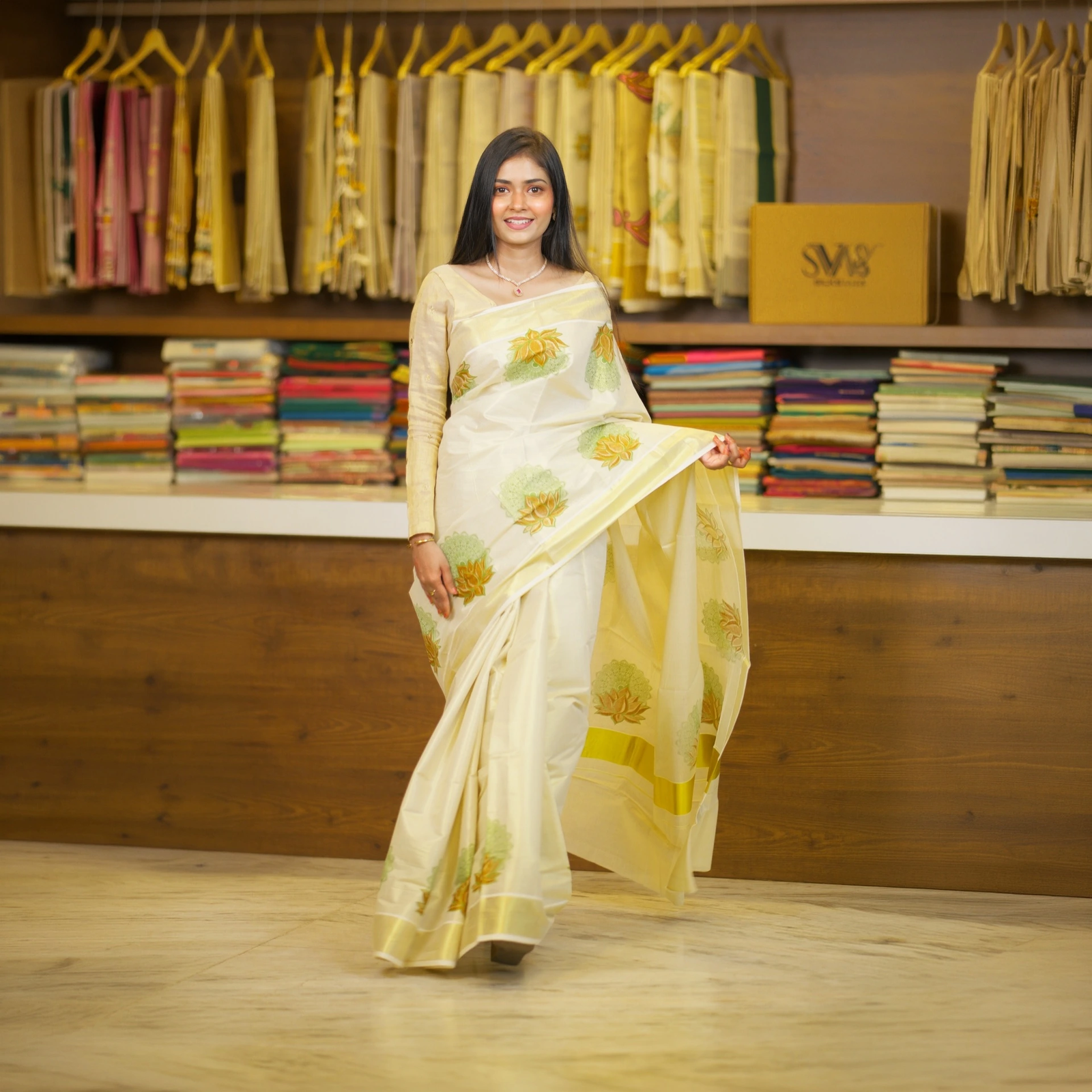 Tissue Lotus Butta Saree