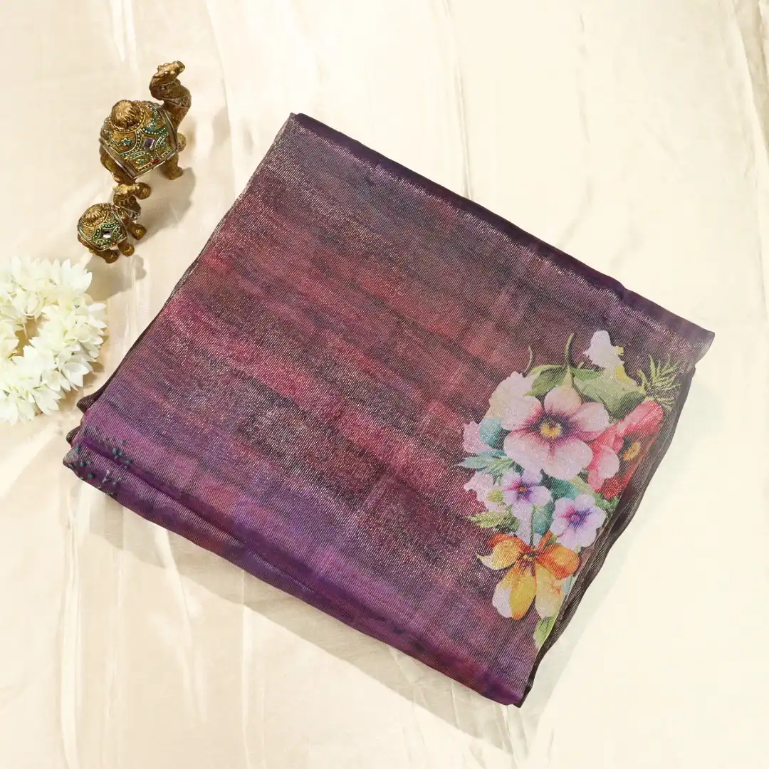 Glass Tissue Floral Saree