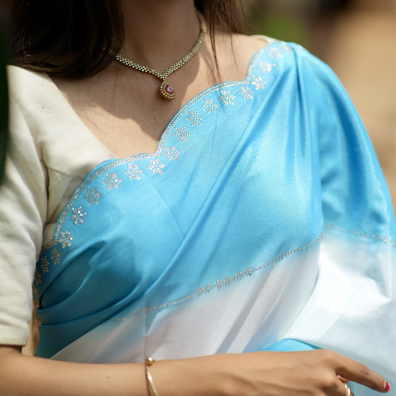 Satin Double Colour Saree