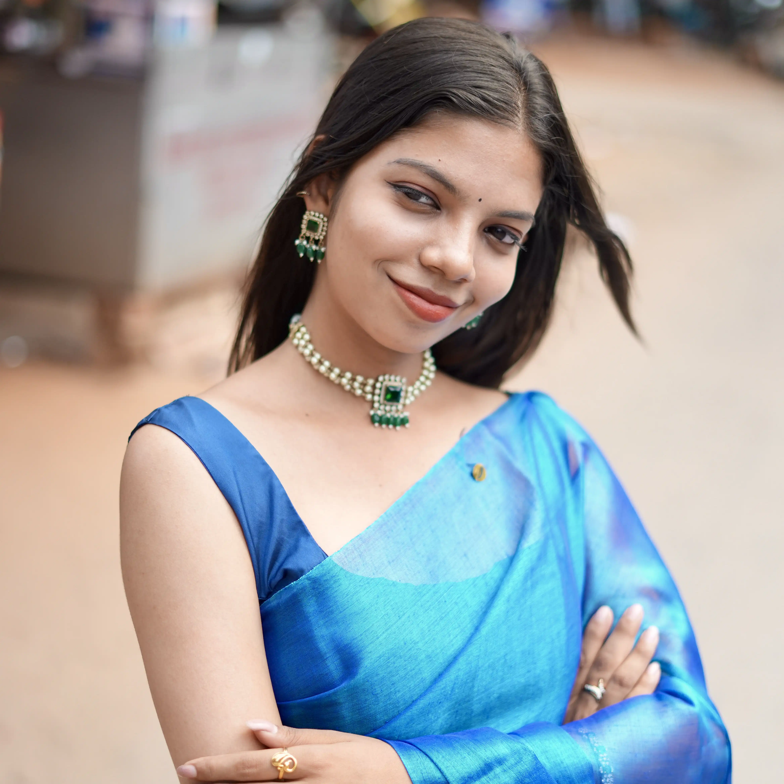 Mirror Work Khadi Tissue Saree